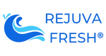 Rejuva Fresh logo with blue wave design on a white background